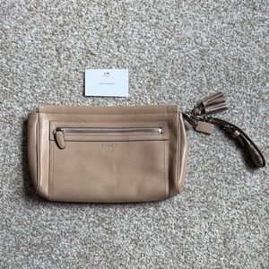 Coach Beige Leather Clutch Bag